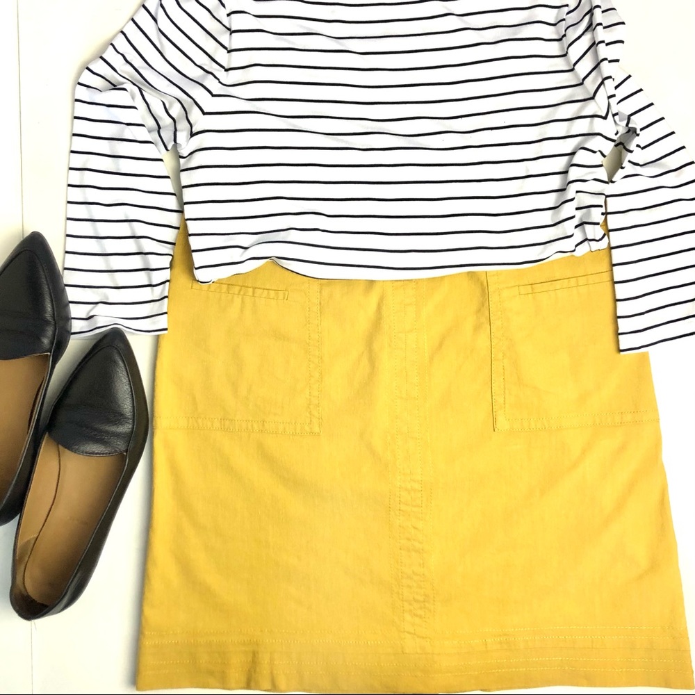 🌹Nic & Zoe Mustard Color Linen Blend Skirt - Picture 2 of 5